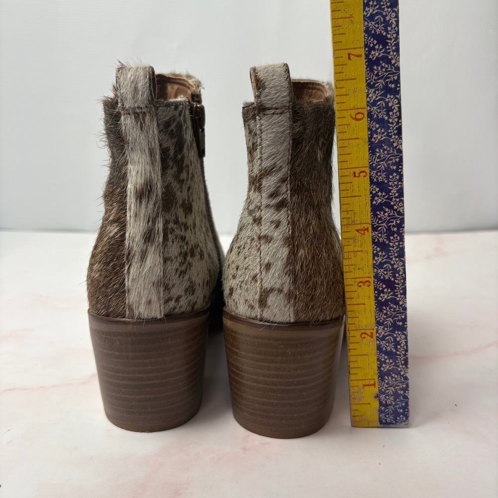 Myra Brown White Hair on‎ Hide Cowhide Ankle Boots US 6 Western Boho Brindle - Picture 4 of 7